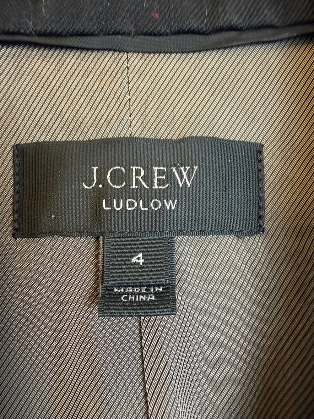 J. Crew Womens Ludlow Slim-fit  in American wool Black Two-Button Blazer size 4